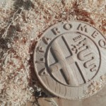 3D Stemma Alfa Romeo su rovere realizzato al cnc 11 per 11