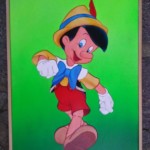 Immagine Pinocchio intagliata e rifinita a mano. Finitura aerografo. Formato A3