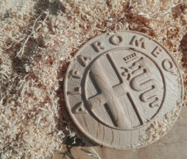 3D Stemma Alfa Romeo su rovere realizzato al cnc 11 per 11