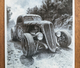 Auto incisa su pannello